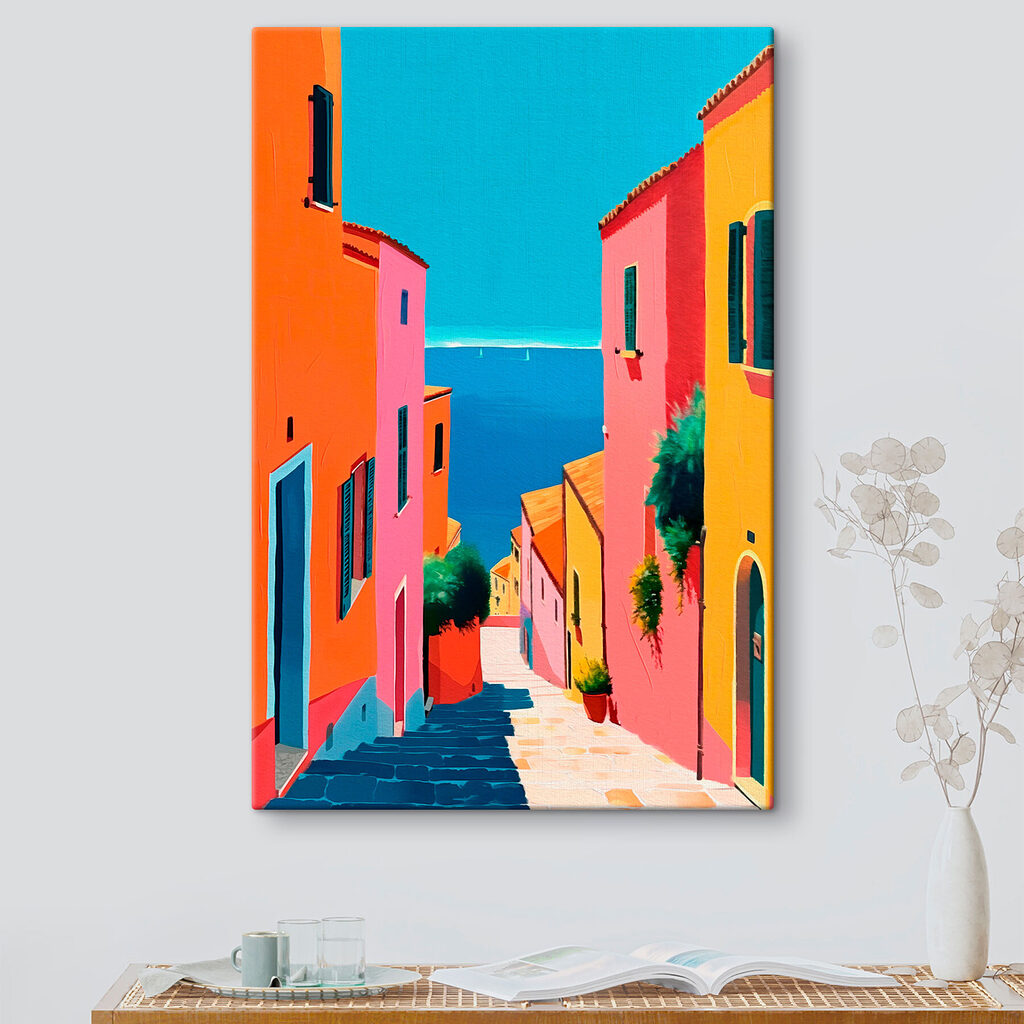 Colorful buildings and a body of water Colorful buildings and a body of water