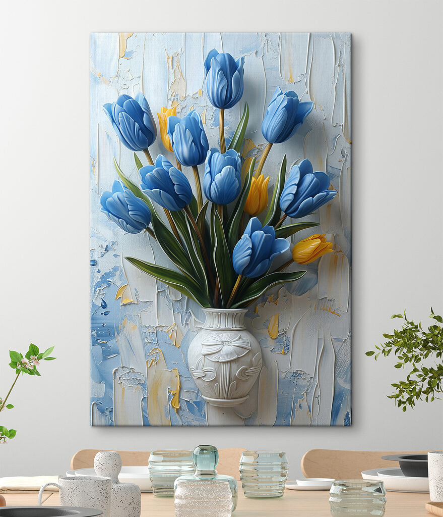 Vase of blue tulips Vase of blue tulips