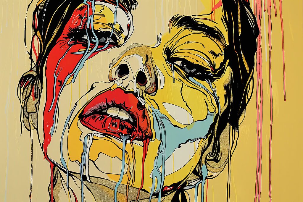 Painting of a woman crying