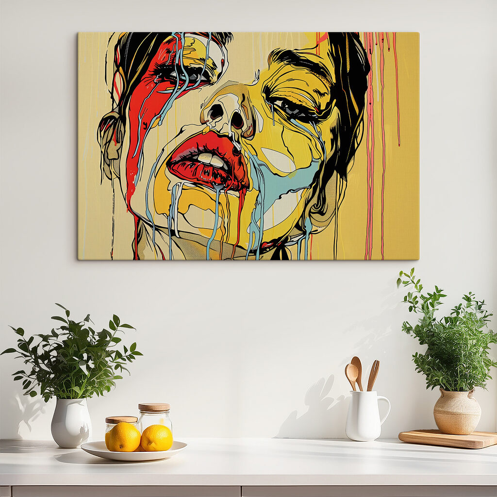 Painting of a woman crying