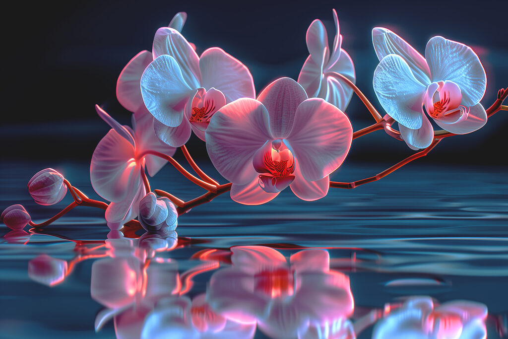 Orchid reflections in tranquil water