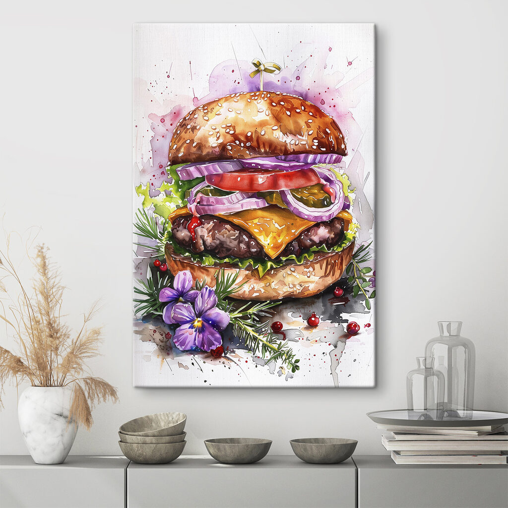 Watercolor of a burger