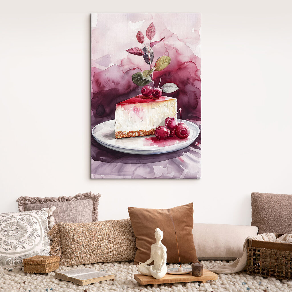 Piece of cheesecake with cherries on top Piece of cheesecake with cherries on top