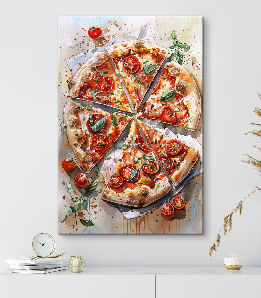 Watercolor of a pizza