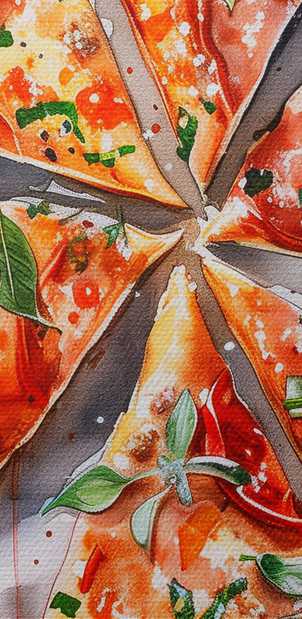 Acuarelă a unei pizza Acuarelă a unei pizza