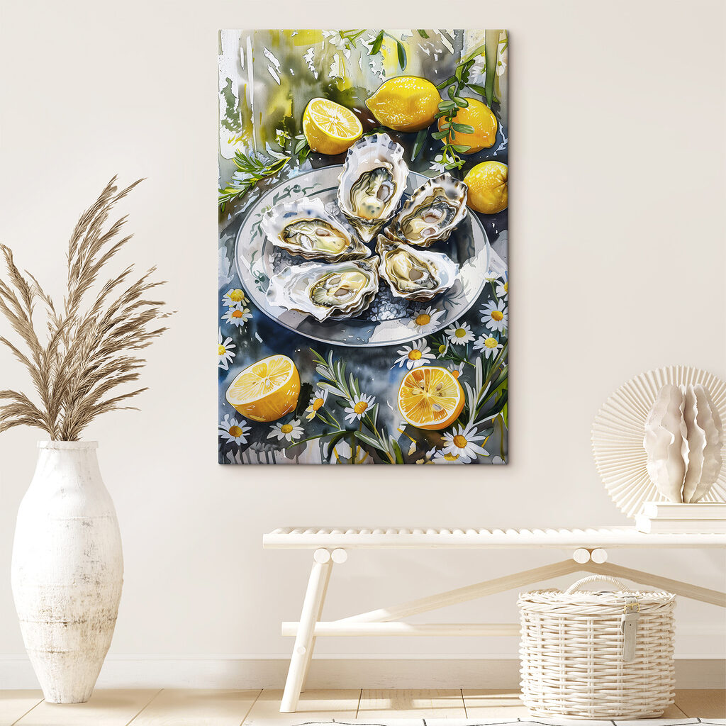 Plate of oysters and lemons Plate of oysters and lemons