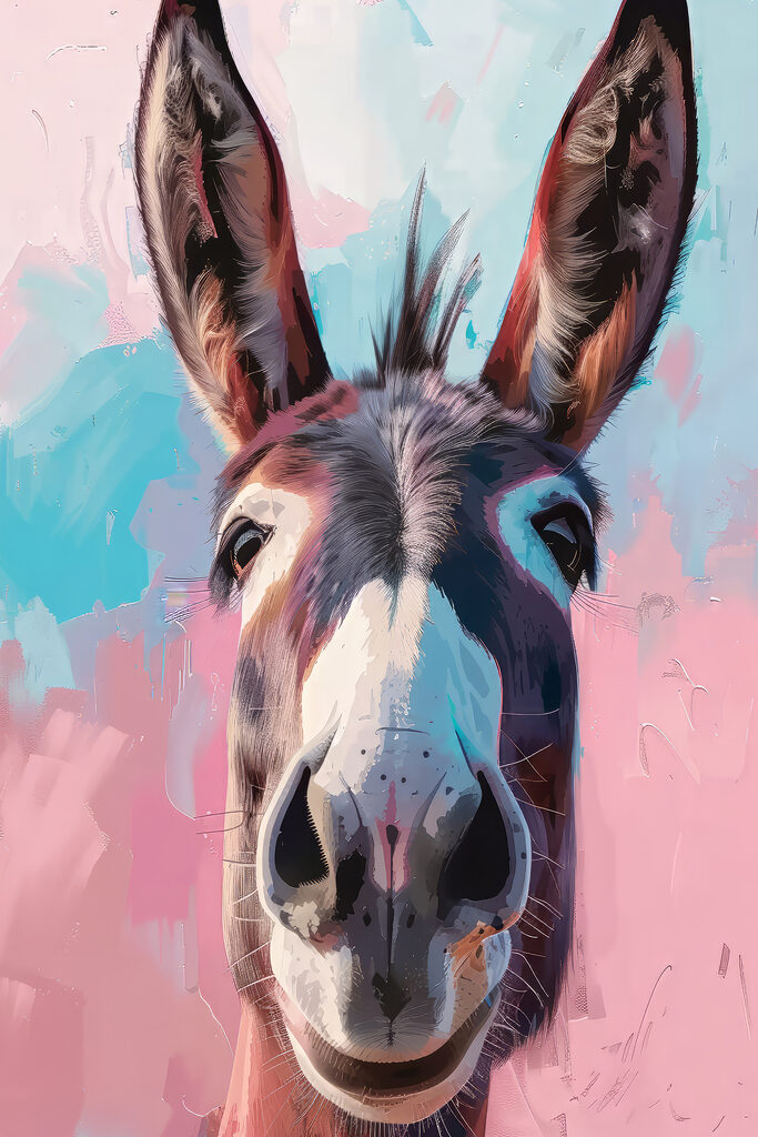 Happy donkey with colorful background