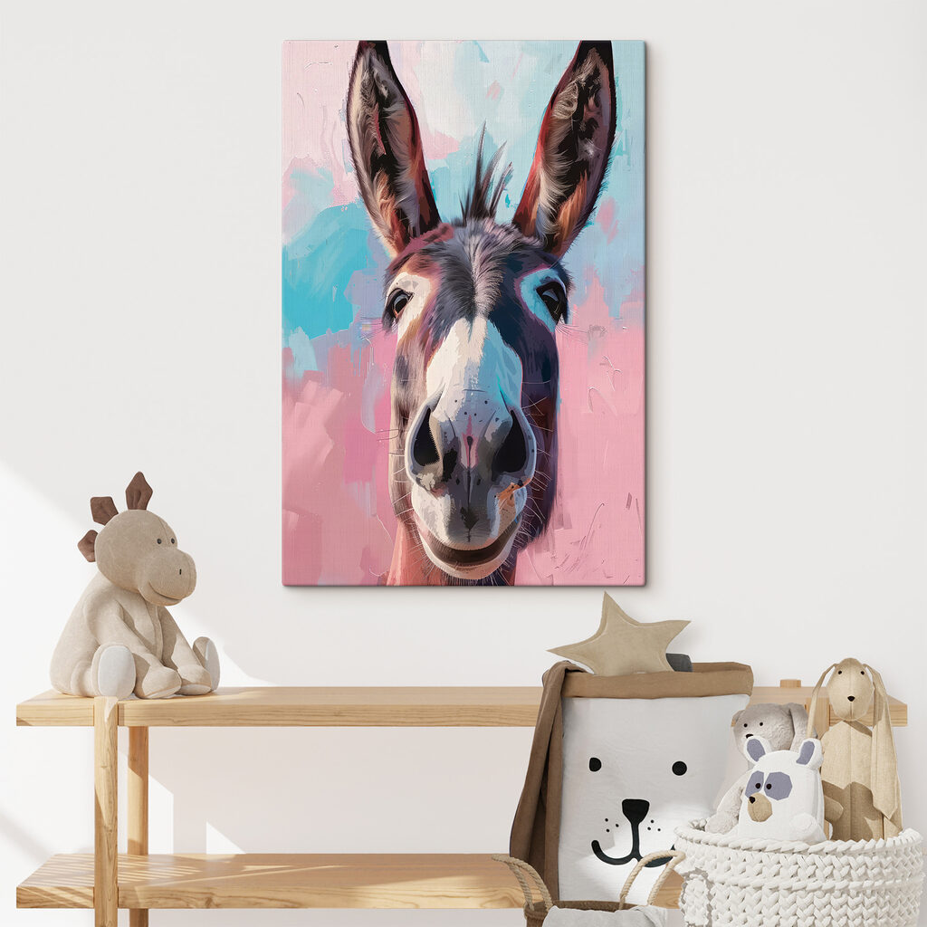 Happy donkey with colorful background