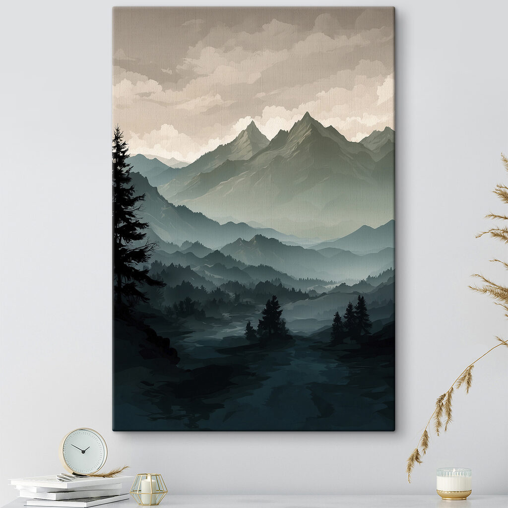 Landscape of mountains and trees