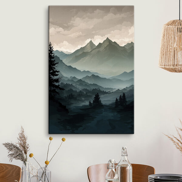 Landscape of mountains and trees