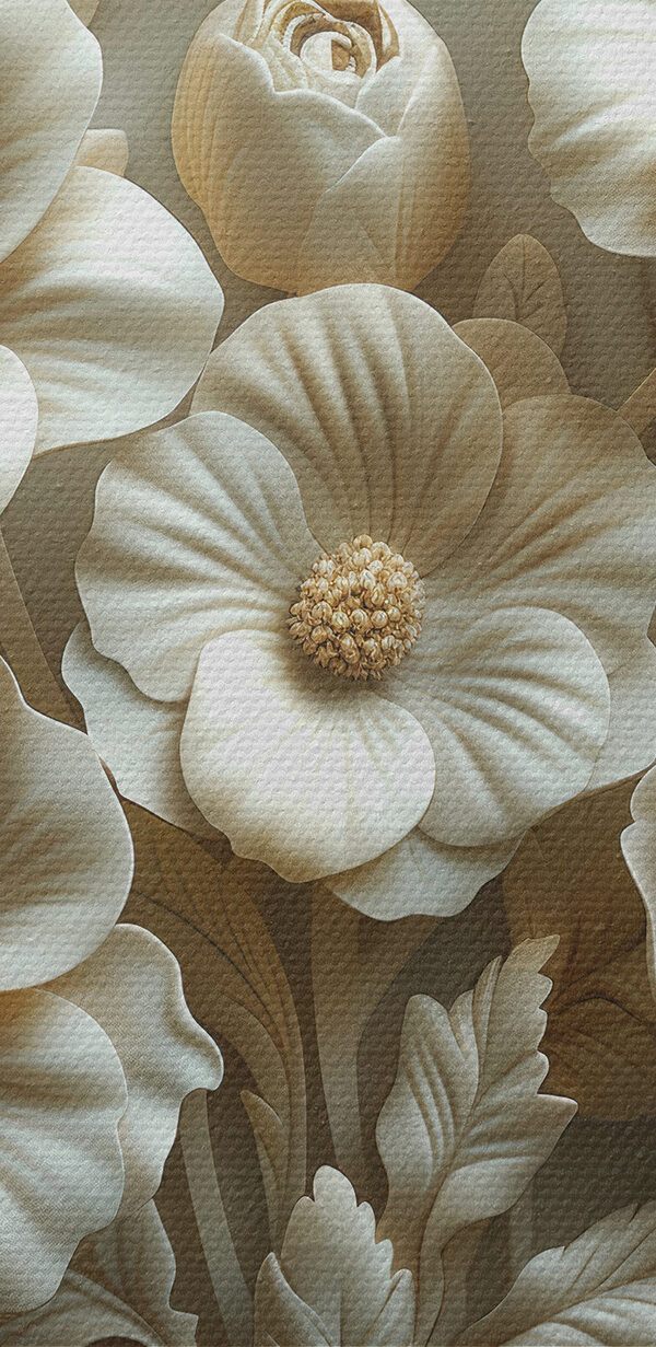 Floare albă sculptată pe o suprafață de marmură Floare albă sculptată pe o suprafață de marmură