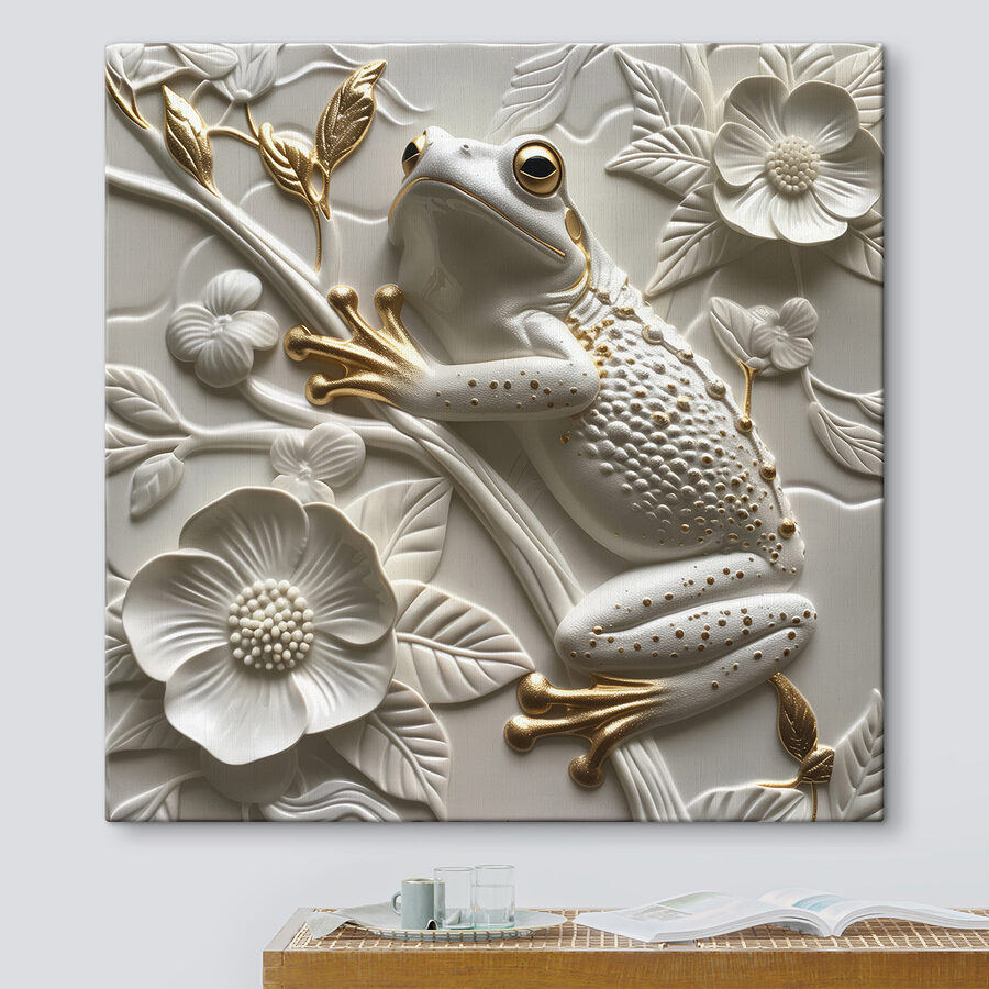 Broască decorativă pe design floral