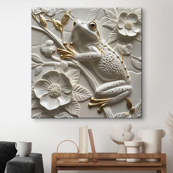 Broască decorativă pe design floral Broască decorativă pe design floral