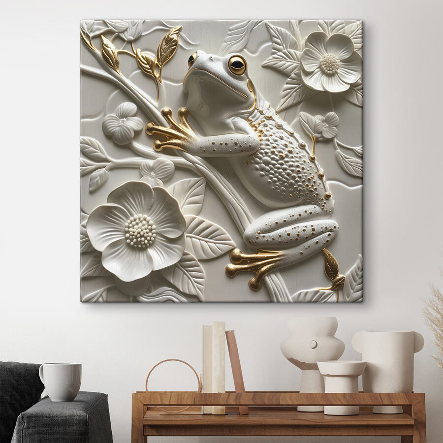 Broască decorativă pe design floral