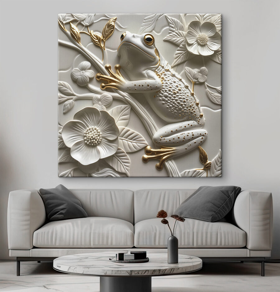 Broască decorativă pe design floral