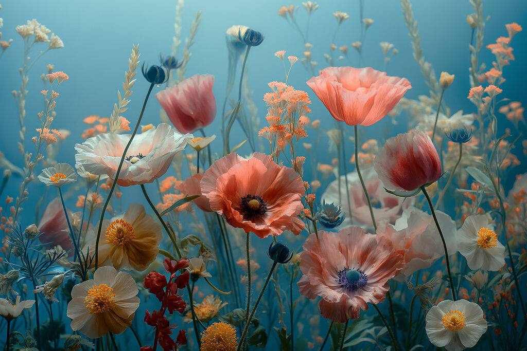 Group of flowers in a field