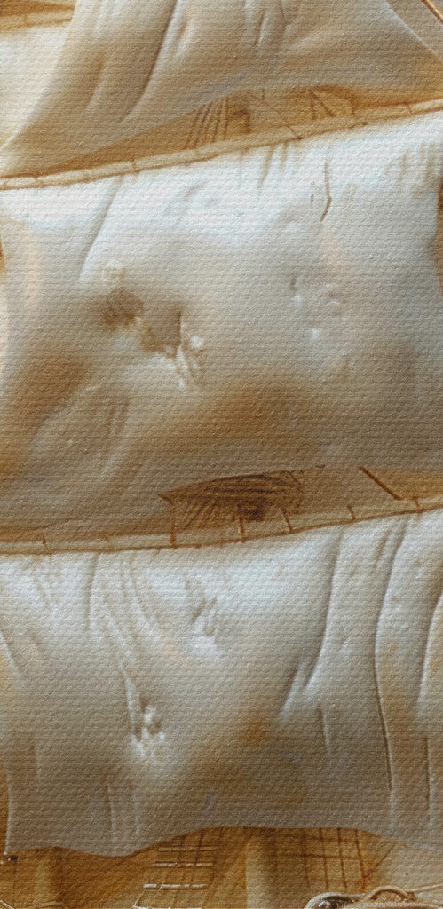 Carved ship with sails