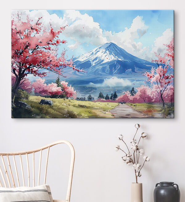 Muntele Fuji cu flori roz Muntele Fuji cu flori roz