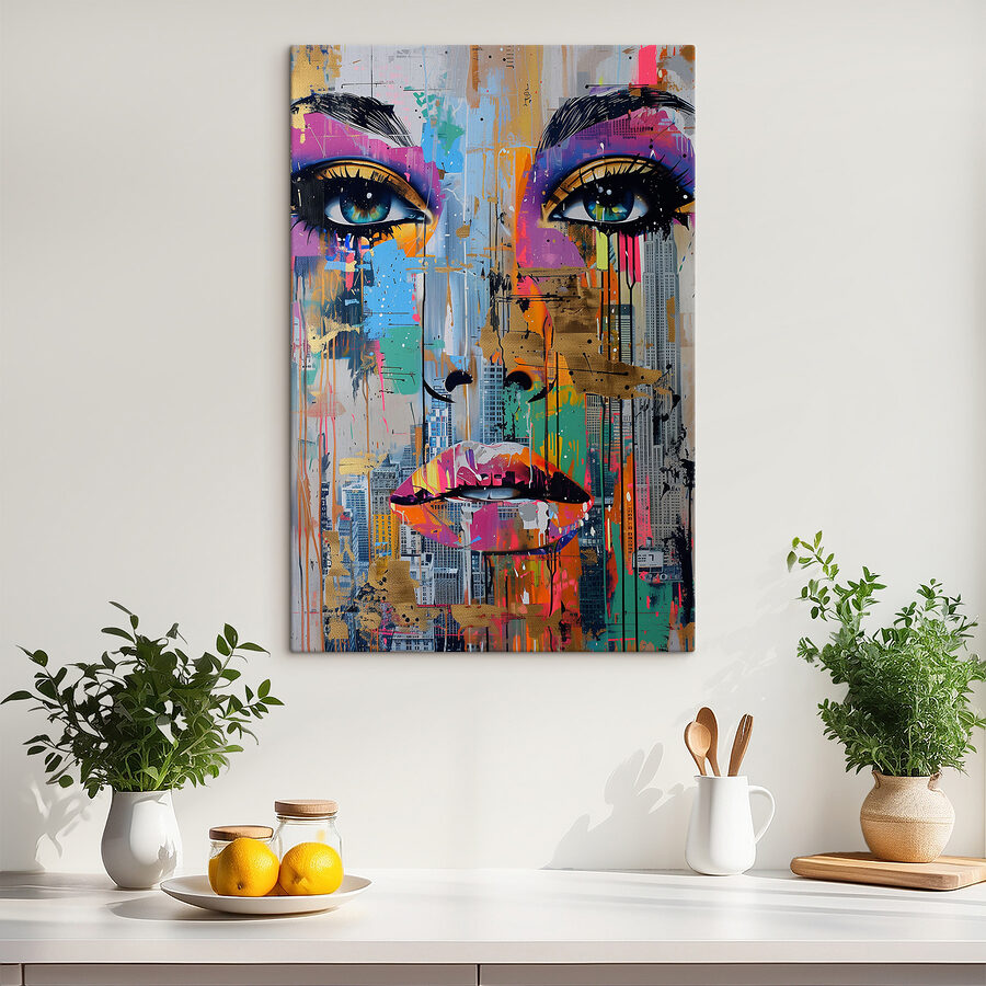 Painting of a woman's face Painting of a woman's face