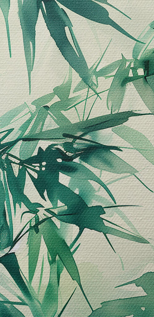 Serene bamboo leaves in gentle hues