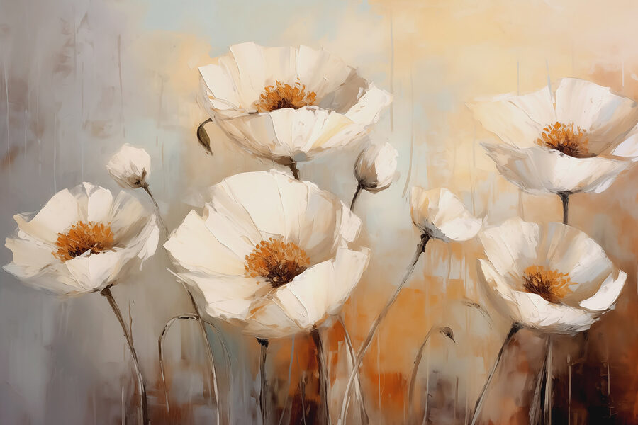 Pictura de flori albe