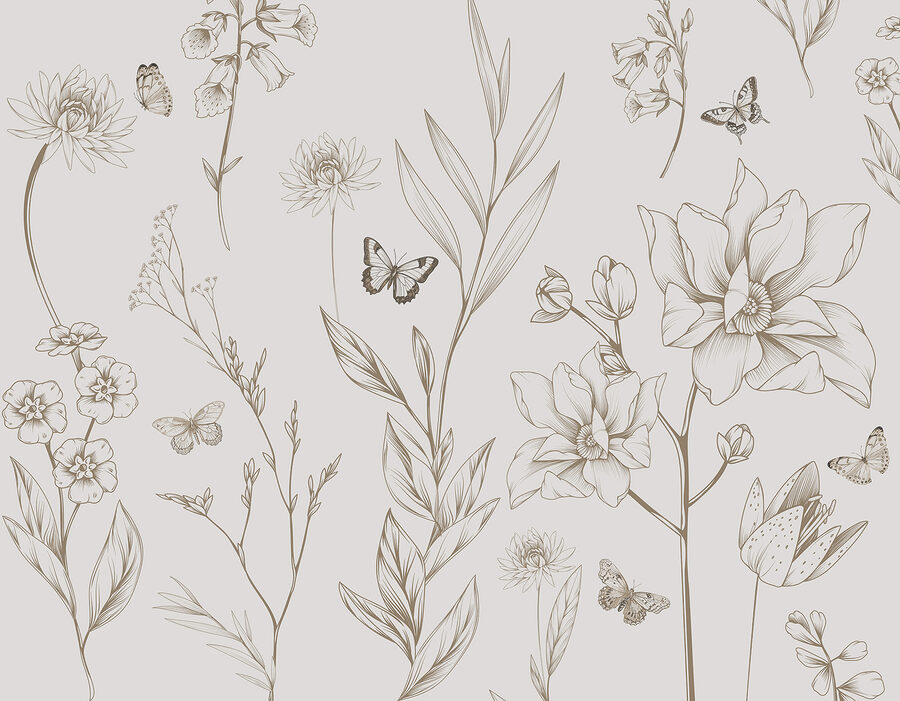 Wallpaper cu flori și fluturi