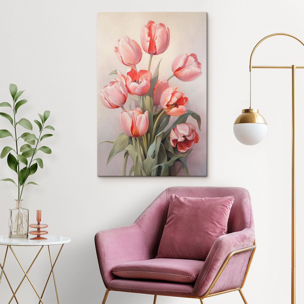 Painting of pink tulips