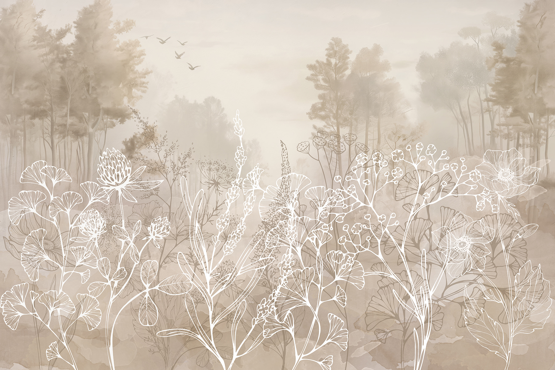 Drawing of plants and trees