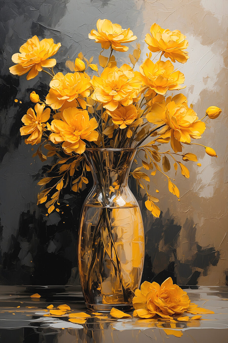 Vas cu flori galbene