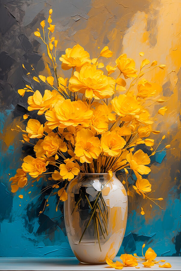 Vase with yellow flowers Vase with yellow flowers