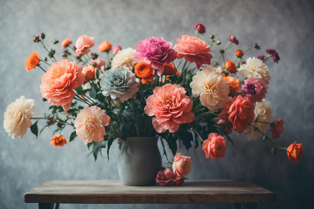 Vase of flowers on a table