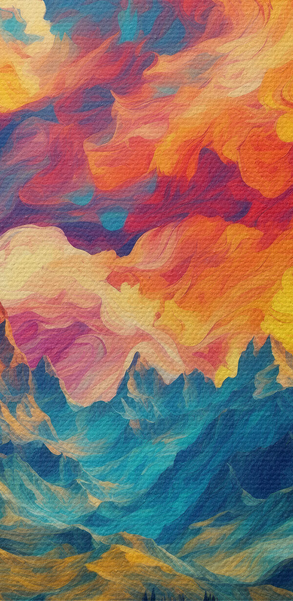 Colorat peisaj montan cu nori Colorat peisaj montan cu nori