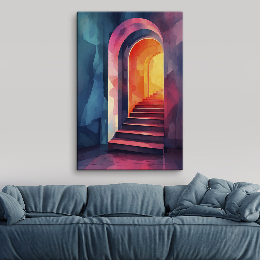Colorful hallway with stairs