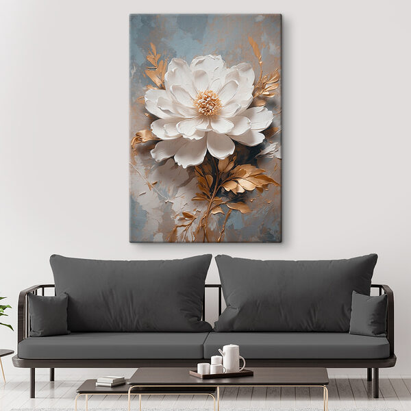 Floare albă cu frunze metalice Floare albă cu frunze metalice