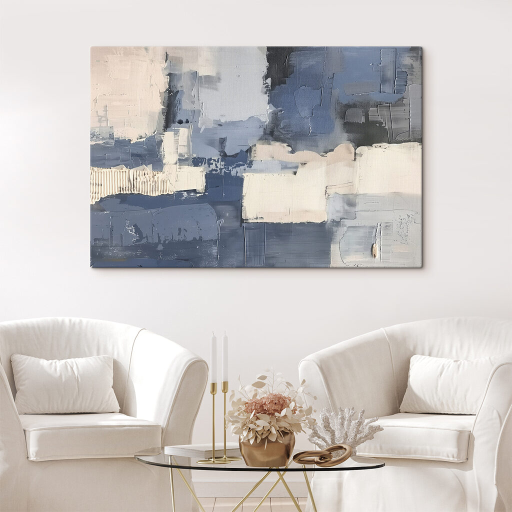 Painting of different shades of blue and white
