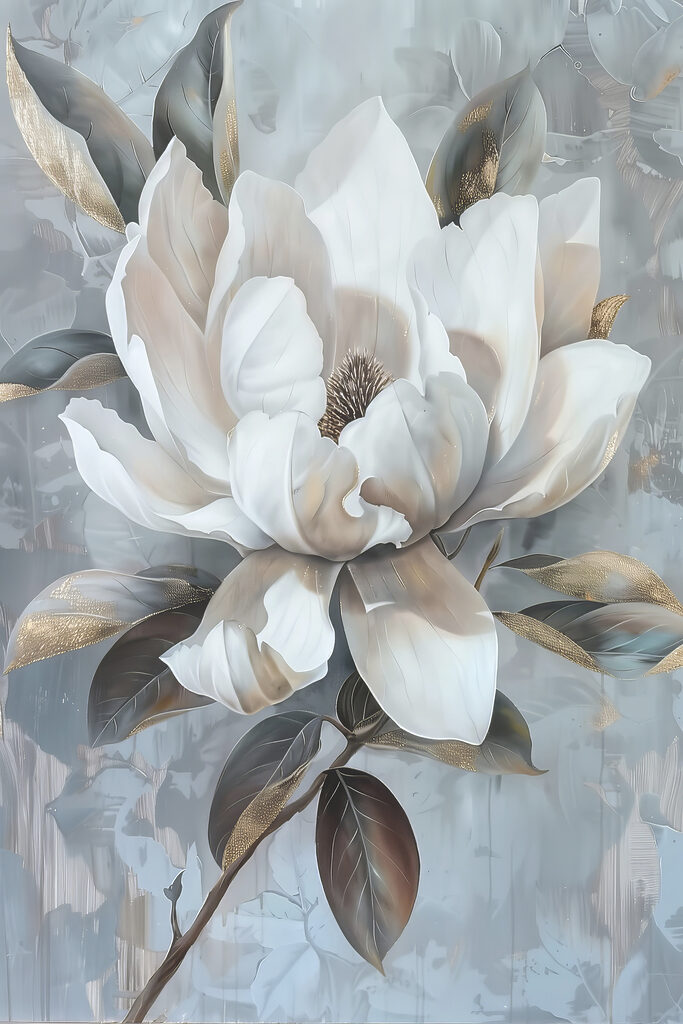 White flower with brown leaves White flower with brown leaves