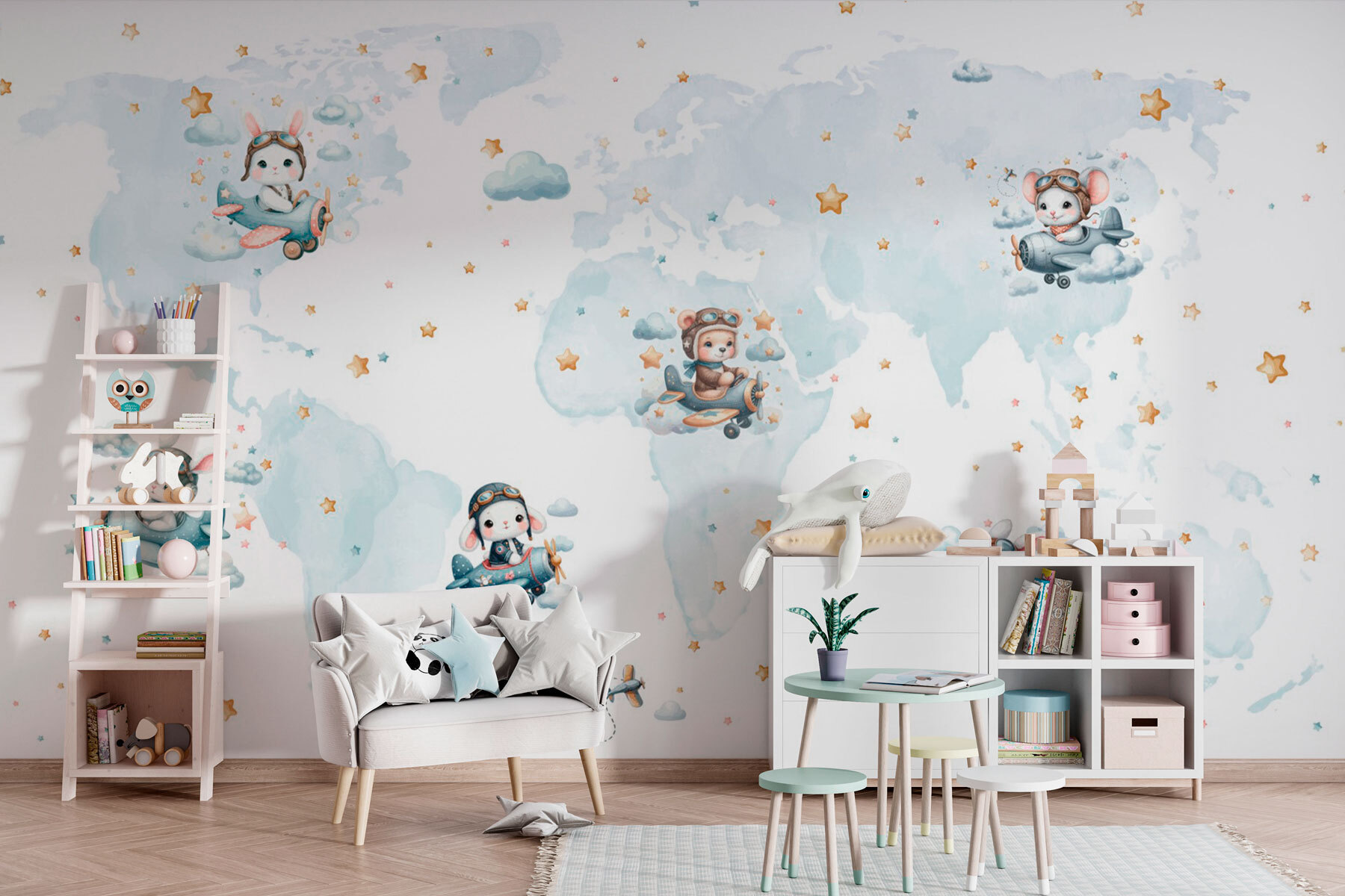 Map of the world with cartoon animals Map of the world with cartoon animals