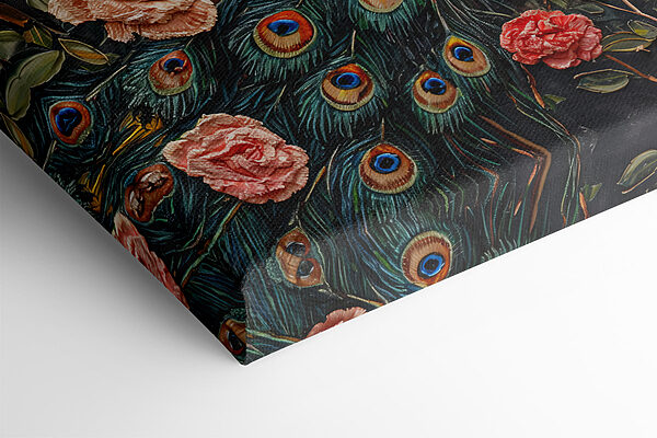 Painting of a peacock surrounded by flowers Painting of a peacock surrounded by flowers