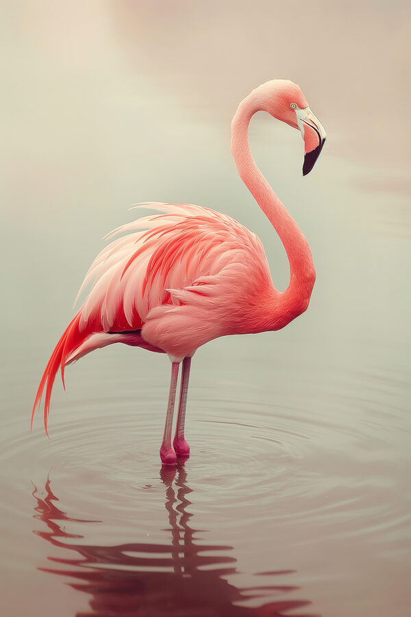 Flamingo în picioare în apă Flamingo în picioare în apă