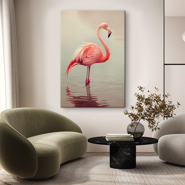 Flamingo în picioare în apă Flamingo în picioare în apă