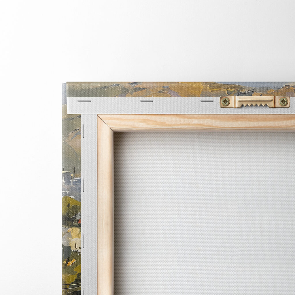 Painting of a city and a body of water Painting of a city and a body of water