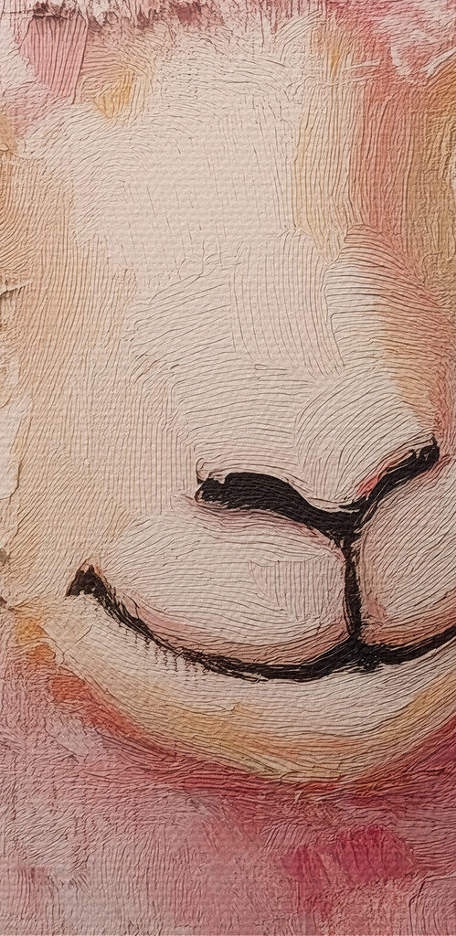 Painting of a pink sheep