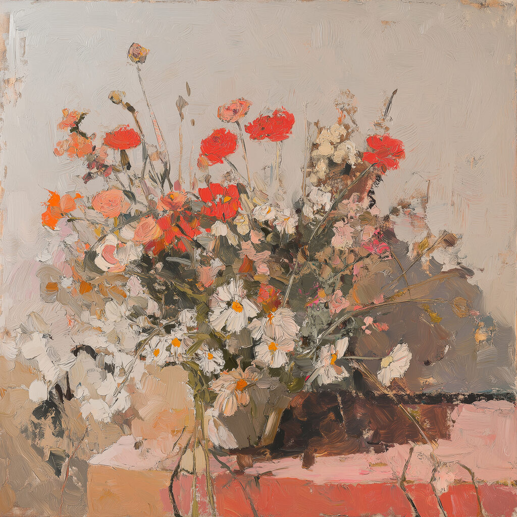 Painting of flowers in a vase