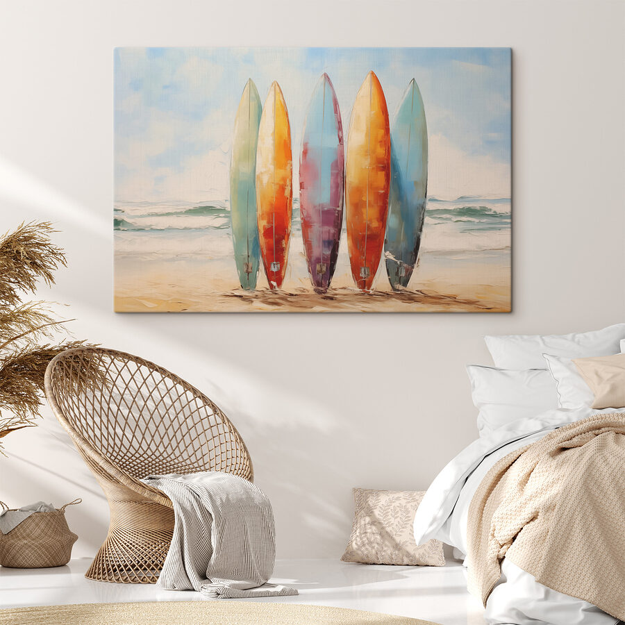 Grup de plăci de surf pe o plajă