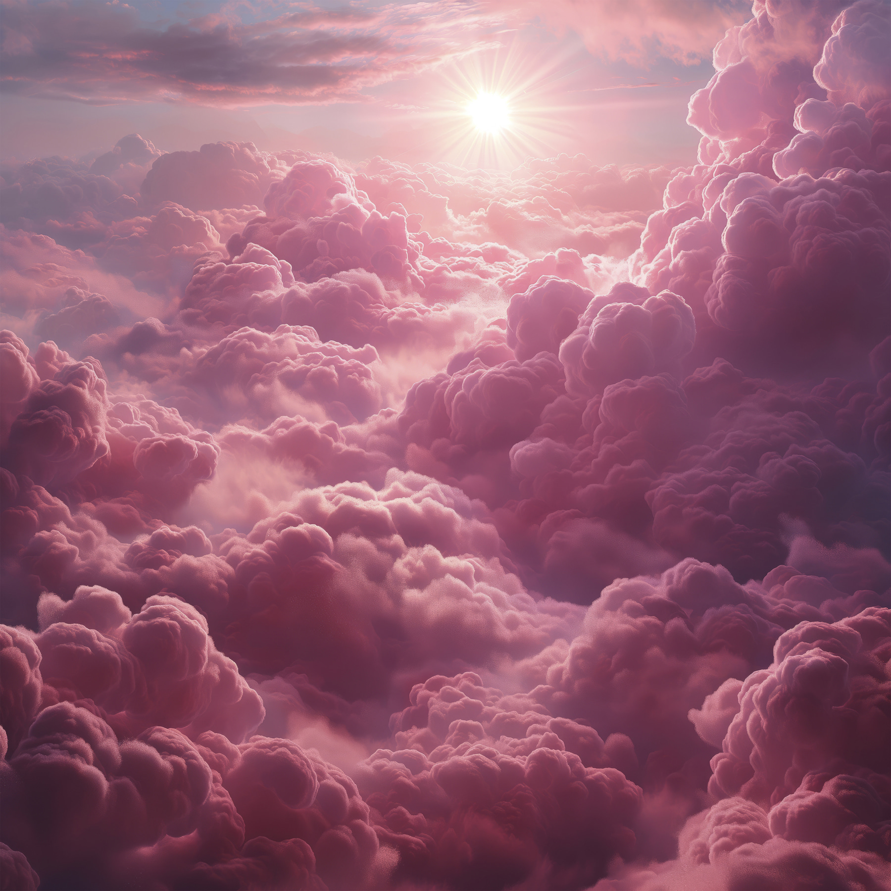 Pink clouds and the sun