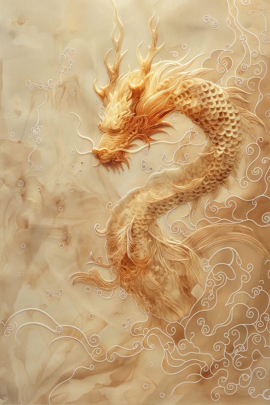 Dragon maiestuos în vârtej de nori. Dragon maiestuos în vârtej de nori.