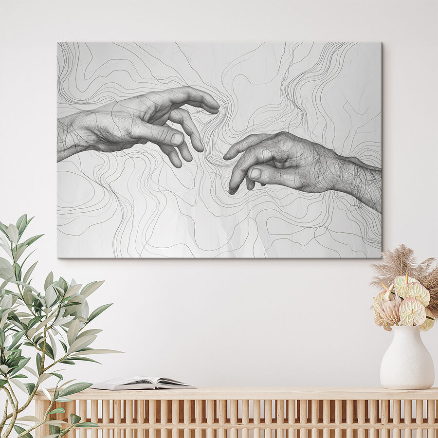 Desen de mâini care se ating reciproc