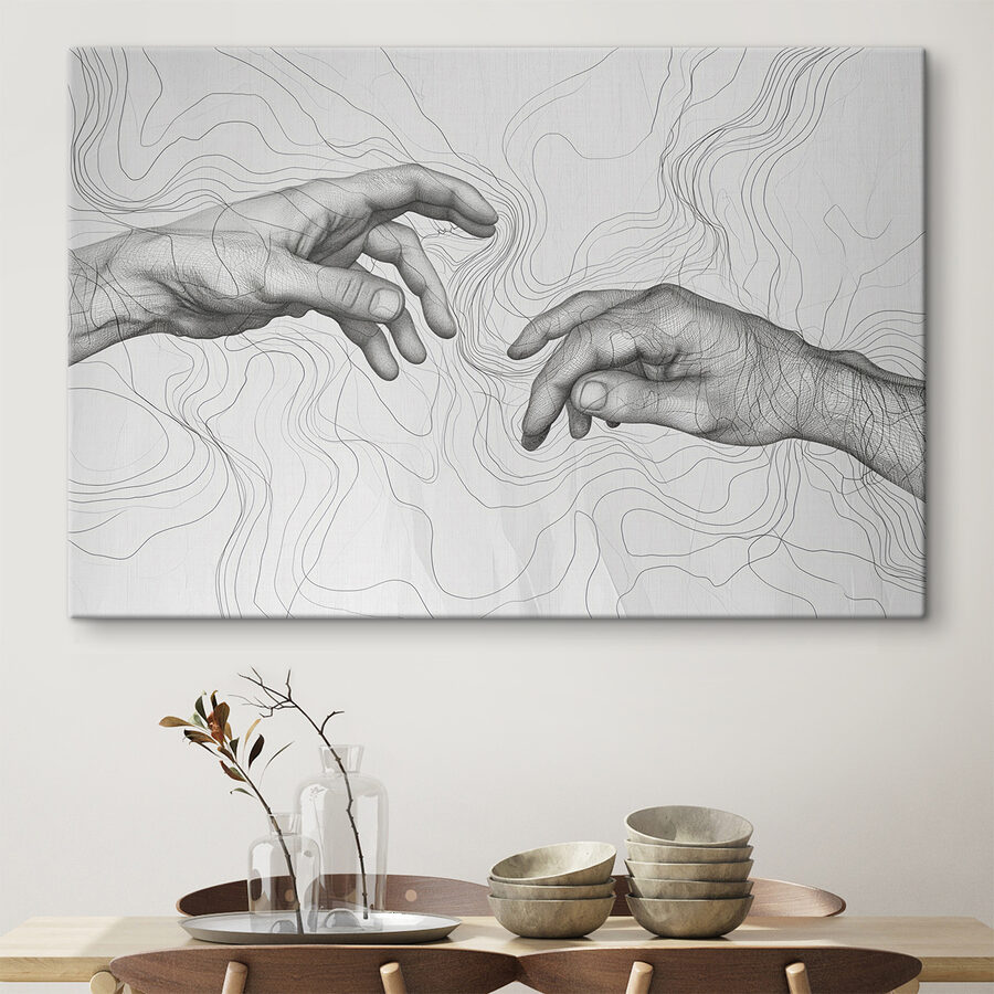 Desen de mâini care se ating reciproc
