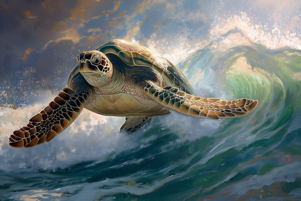 Sea turtle swimming in the ocean