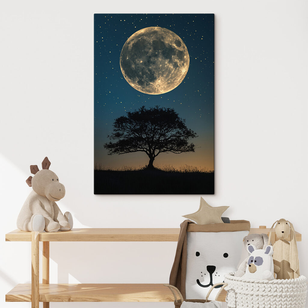 Tree and the moon in the sky Tree and the moon in the sky